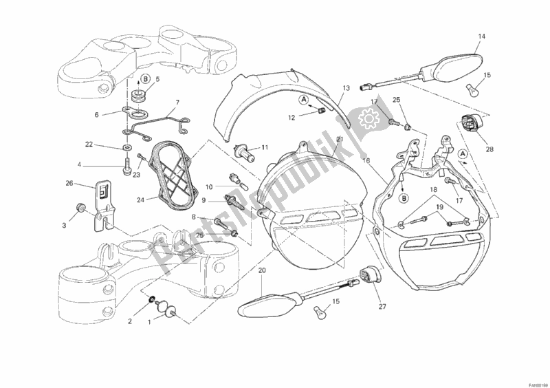 Todas as partes de Farol do Ducati Monster 696 ABS USA 2011